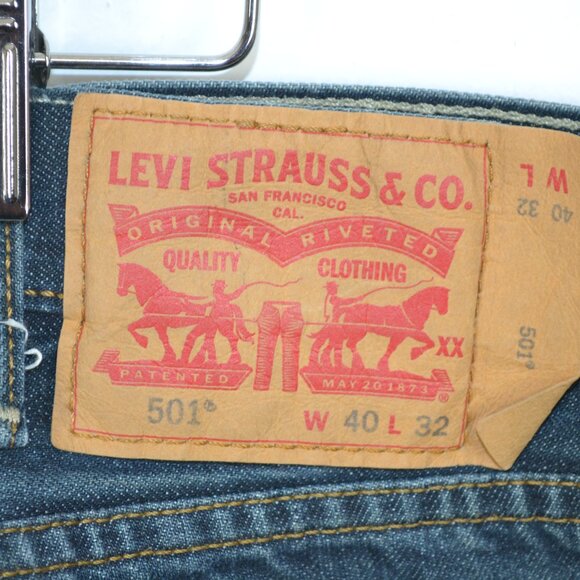 Levis 501 Denim Jeans Mens 40/32 Button Fly Big Mans 5 Pocket Straight Leg Pants - Picture 9 of 9